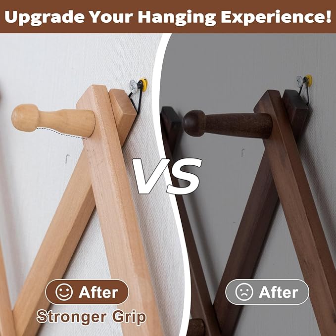 Wall Rack with 20 Hooks, Wooden Wall Expandable Coat Rack for Coat, Hats, Baseball Caps, Coffee Mug, Jewelry(Natural)