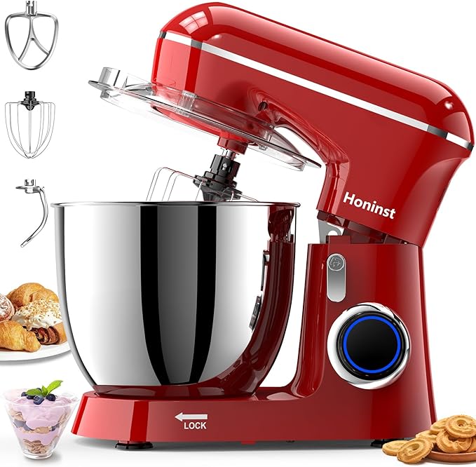 Honinst Stand Mixer, 6.5QT 10-Speed Tilt-Head 3-IN-1 Electric Food Mixer