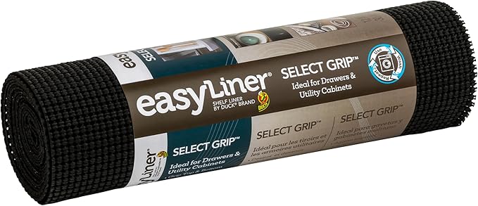 Duck Brand Select Grip Easy Liner Shelf and Drawer Liner,Non-Adhesive,12-Inch x 10-Feet,Black,(Pack of 6)