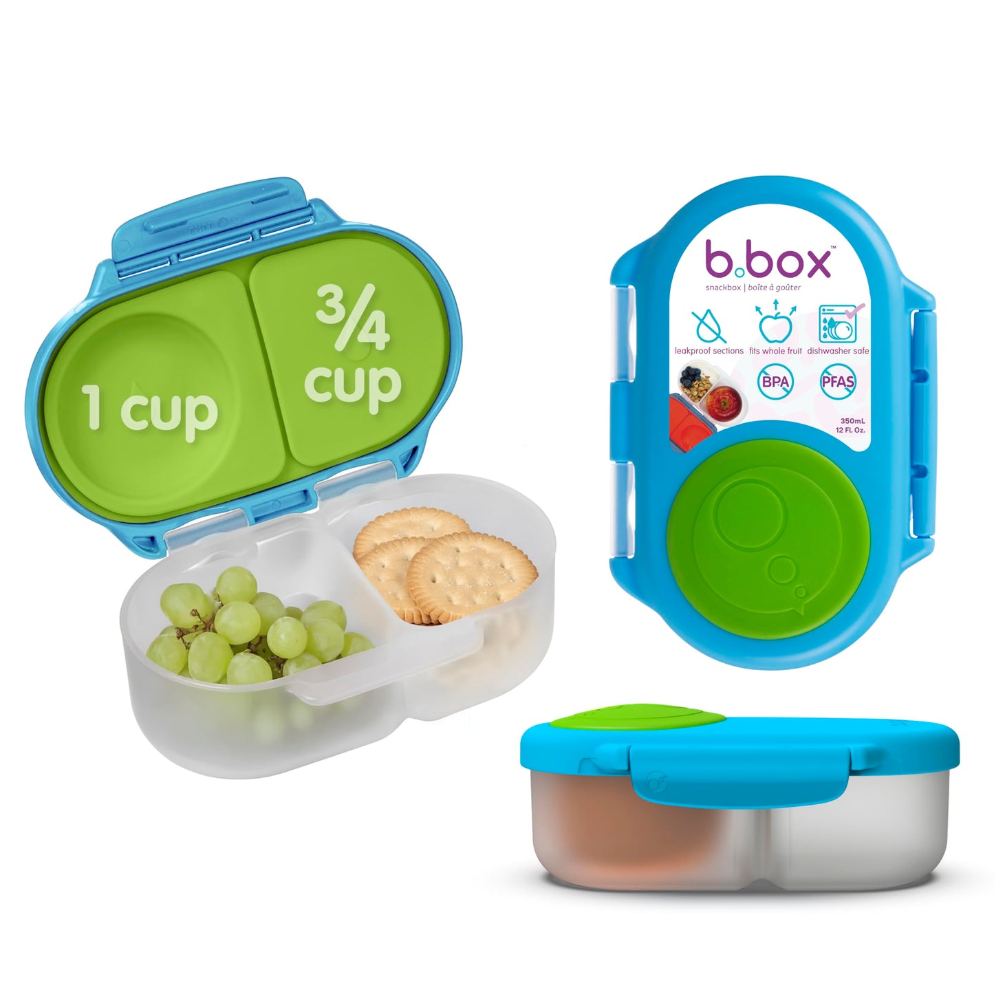b.box Snack Box 2-Pack, Snack Containers for Kids, 1.75 Cup Kids Lunch Box