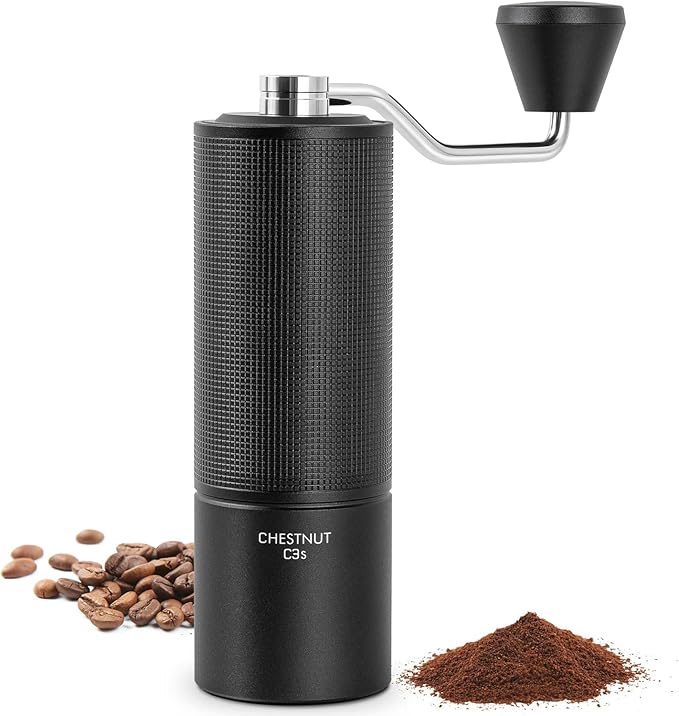 TIMEMORE Chestnut S3 Coffee Grinder with External Point to Point Precision Digital Adjustment, Stainless Steel S2C890 Burr, 30g Capacity, Suitable for Travel/Camping.(S3 Black)
