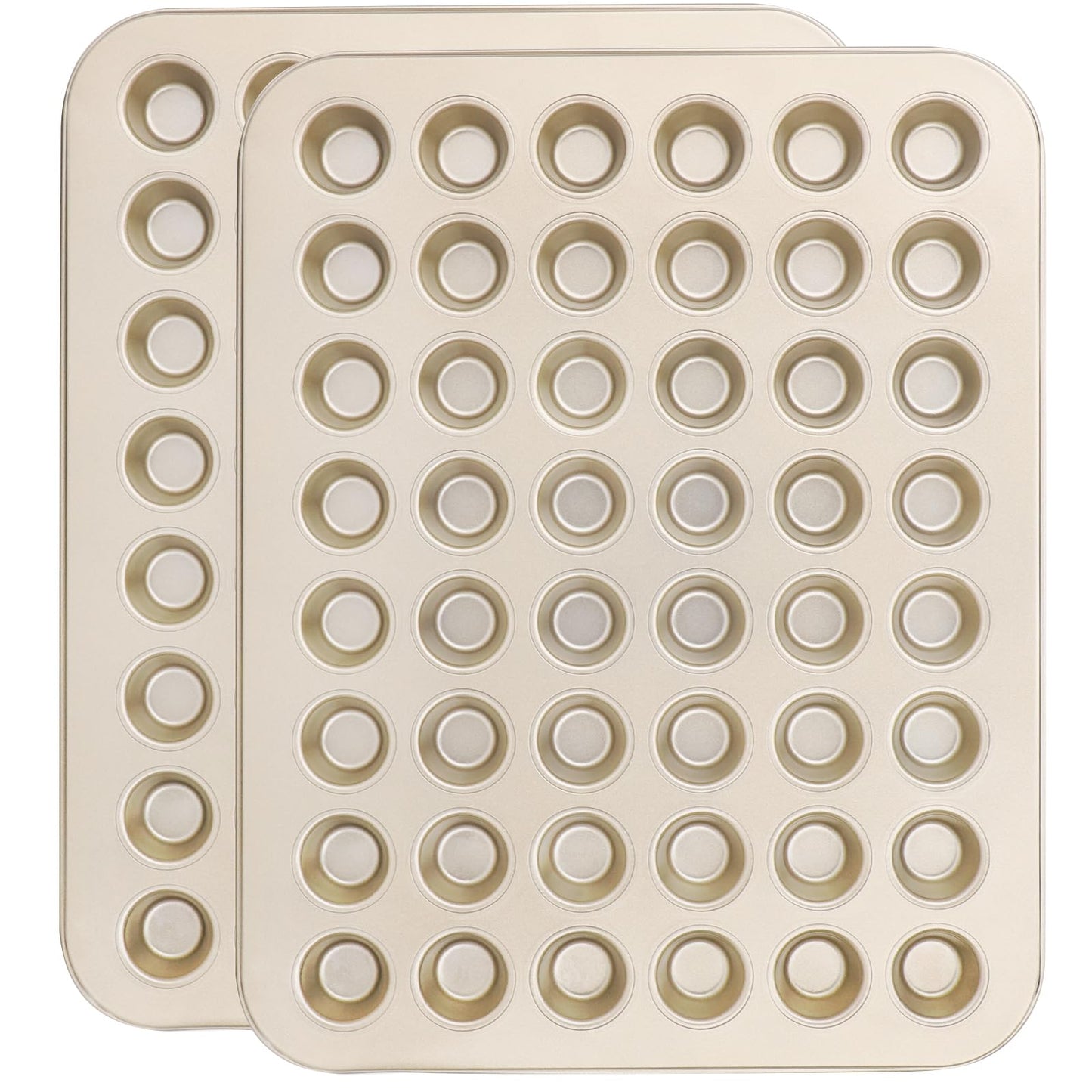 Beasea Nonstick Mini Muffin Pan 24 Cups, 2 Pack 24 Mini Small Tiny Cup Non Stick Muffin Baking Pan Tin Tray Carbon Steel Bakeware Individual Cupcake Baking Pan - Gold