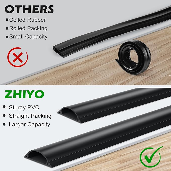 Cord Cover Floor 6.6ft, Large Capacity Floor Cable Cover, Hard PVC Cord Hider