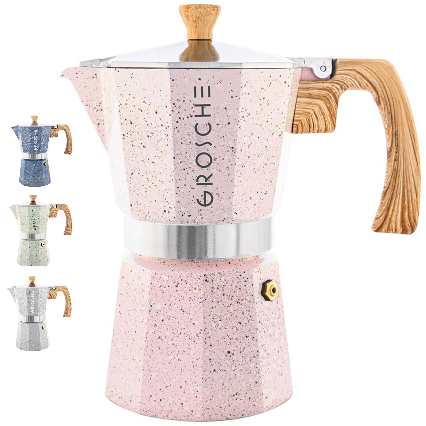 GROSCHE Milano Stovetop Espresso Maker Moka Pot 6 espresso Cup, 9.3 oz Blue