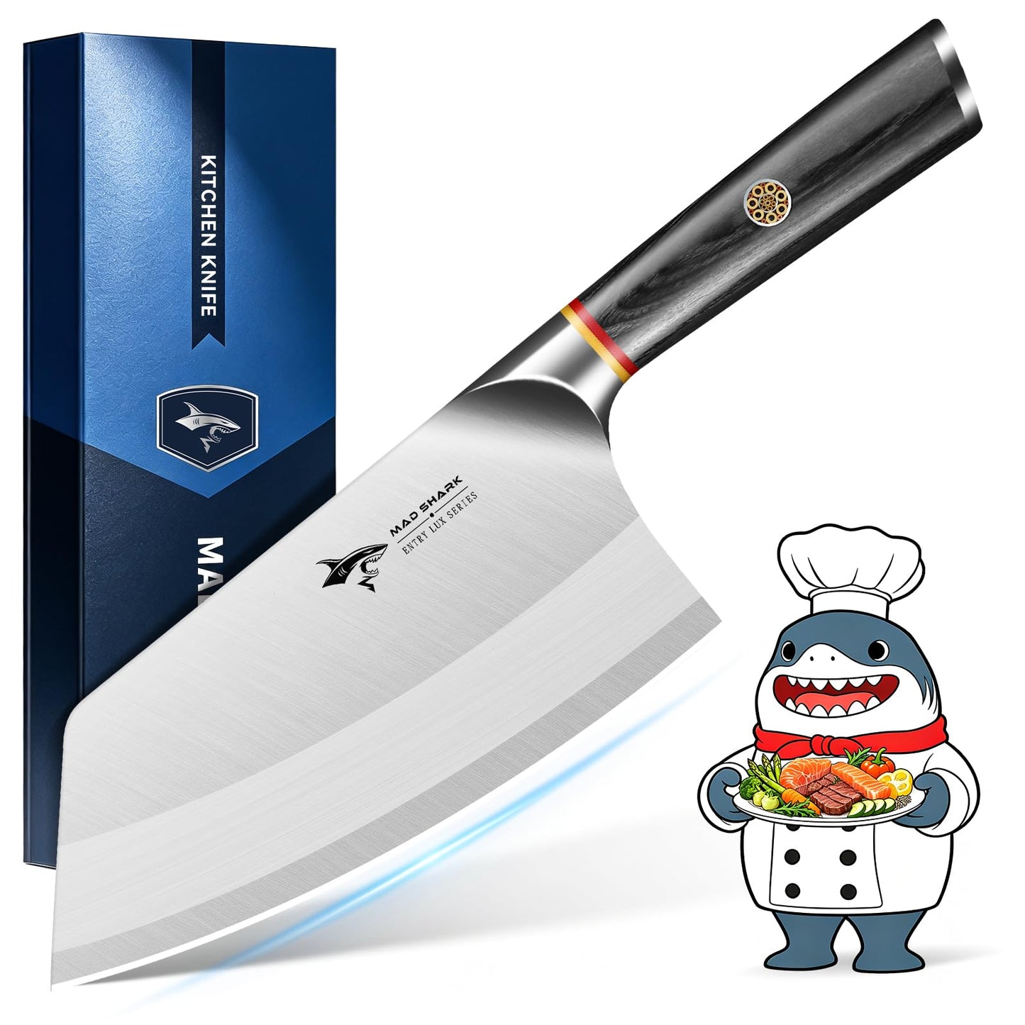 MAD SHARK 7.5 Inch Meat Cleaver with German Military Grade Composite Steel