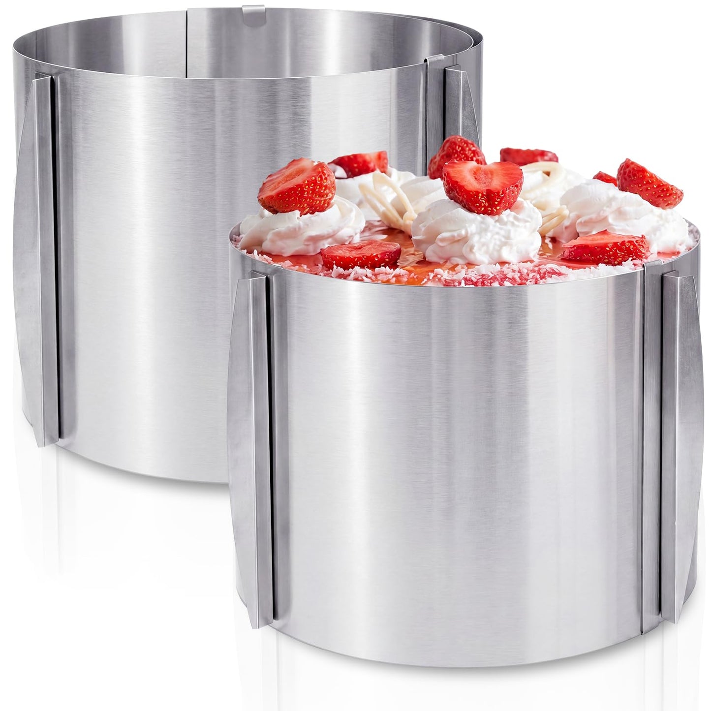 Hushee 2 Pcs Extra High 15cm Cake Ring 6 to 12 Inch Adjustable Cake Mold