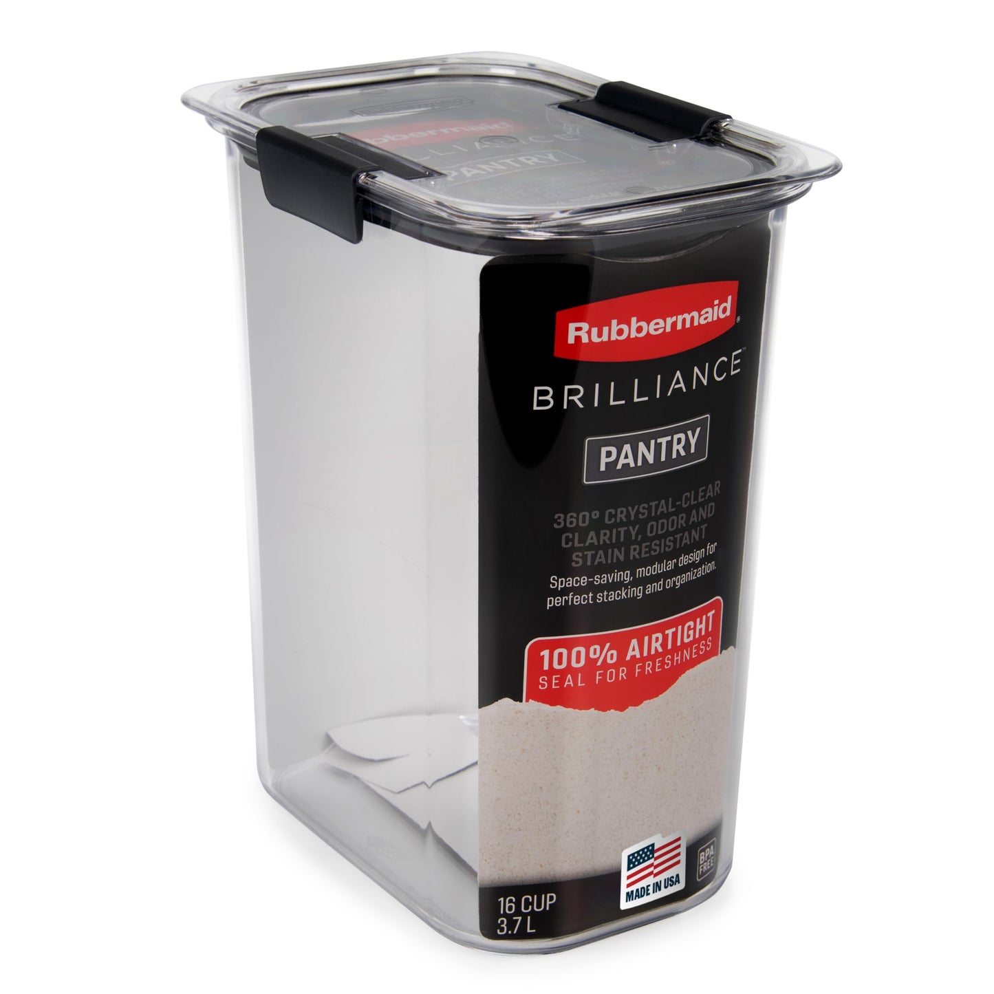 Rubbermaid Brilliance Pantry Food Storage Containers, Set of 4 (8 Pieces), BPA-Free, Clear, Airtight