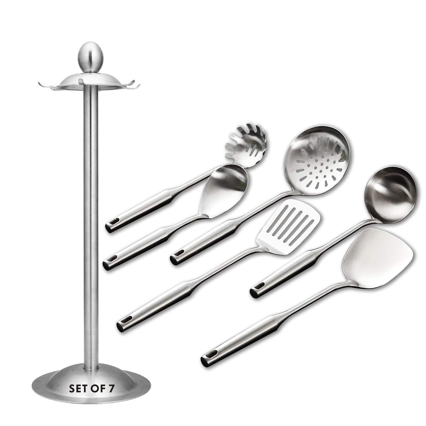 Spaghetti Spoon,304 Stainless Steel Pasta Spoon,Wooden Handle,14.2Inch
