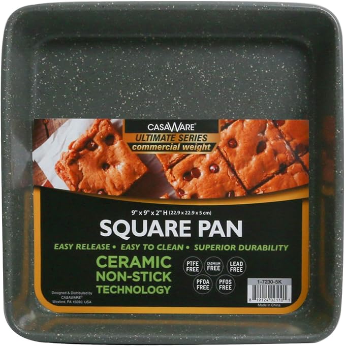 casaWare Ceramic Coated NonStick Heavy Weight 9-inch Square Cake Pan (Blue Granite)