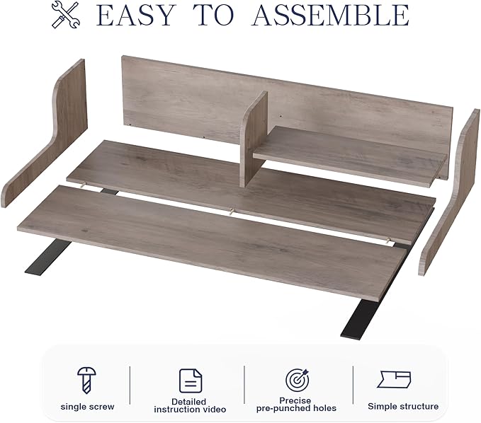 DTK Washer Dryer Wood Countertop with Shelf, Laundry Topper with Non-Slip Mat,27.55" Depth x 54" Width Dryer Covers for The Top with Edge Rails (Rural)
