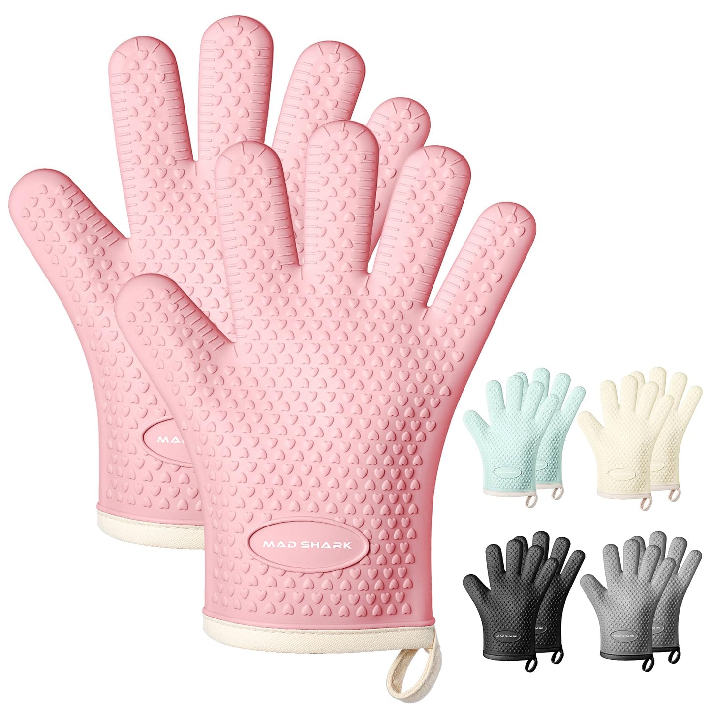 MAD SHARK Silicone Oven Mitts with Fingers Heat Resistant 450°F in Kitchen