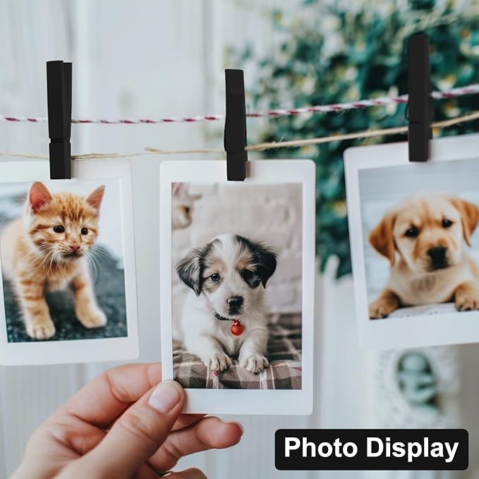Black Colored Clothes pins 2.9inch 50PCS Black, Colorful ClothesPins Wooden Clips for Photos Pictures Decorative Crafts, Decoration clothespins Clothing Hanging clothespins