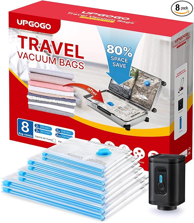 UPGOGO Travel Vacuum Bags Combo 6 Pack - Space Saver Vacuum Storage Bags for Clothing and Luggage