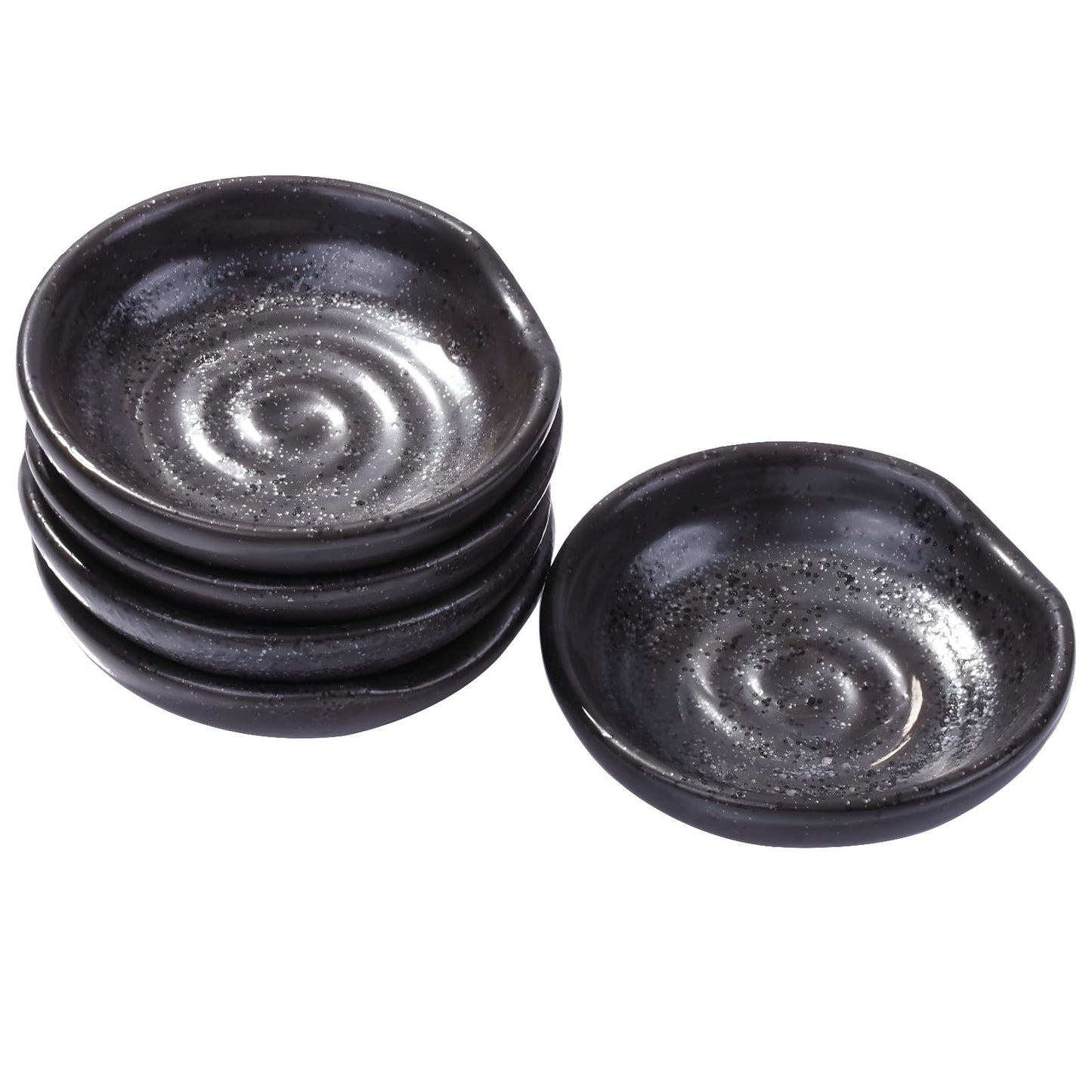 Swlthwen Black Porcelain Soy Sauce Dish Set of 5, Sushi Dishes