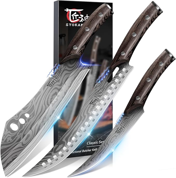 SYOKAMI Brisket Slicing Knife Set, Carving & Boning Knife for Meat & Turkey