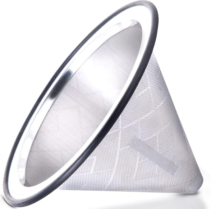 Compatible with Chemex, Hario V60 Pour Over Coffee Filter - Wide Metal Base Reusable Stainless Steel Coffee Dripper - Paperless Coffee Filter for Sustainable Brewing