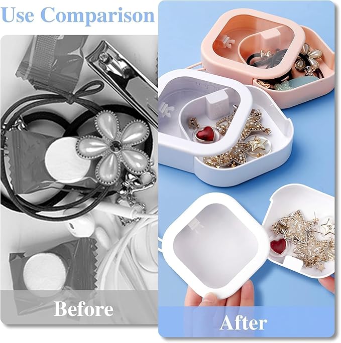 4pcs Hair Tie Organizer,Portable Travel Qtip Holder,Bathroom Storage Organizer Qtip Dispenser Cotton Swabs Dispenser Kids Hair Accessory Box with Lid for Bathroom,Desktop Organizer(Multicolor)