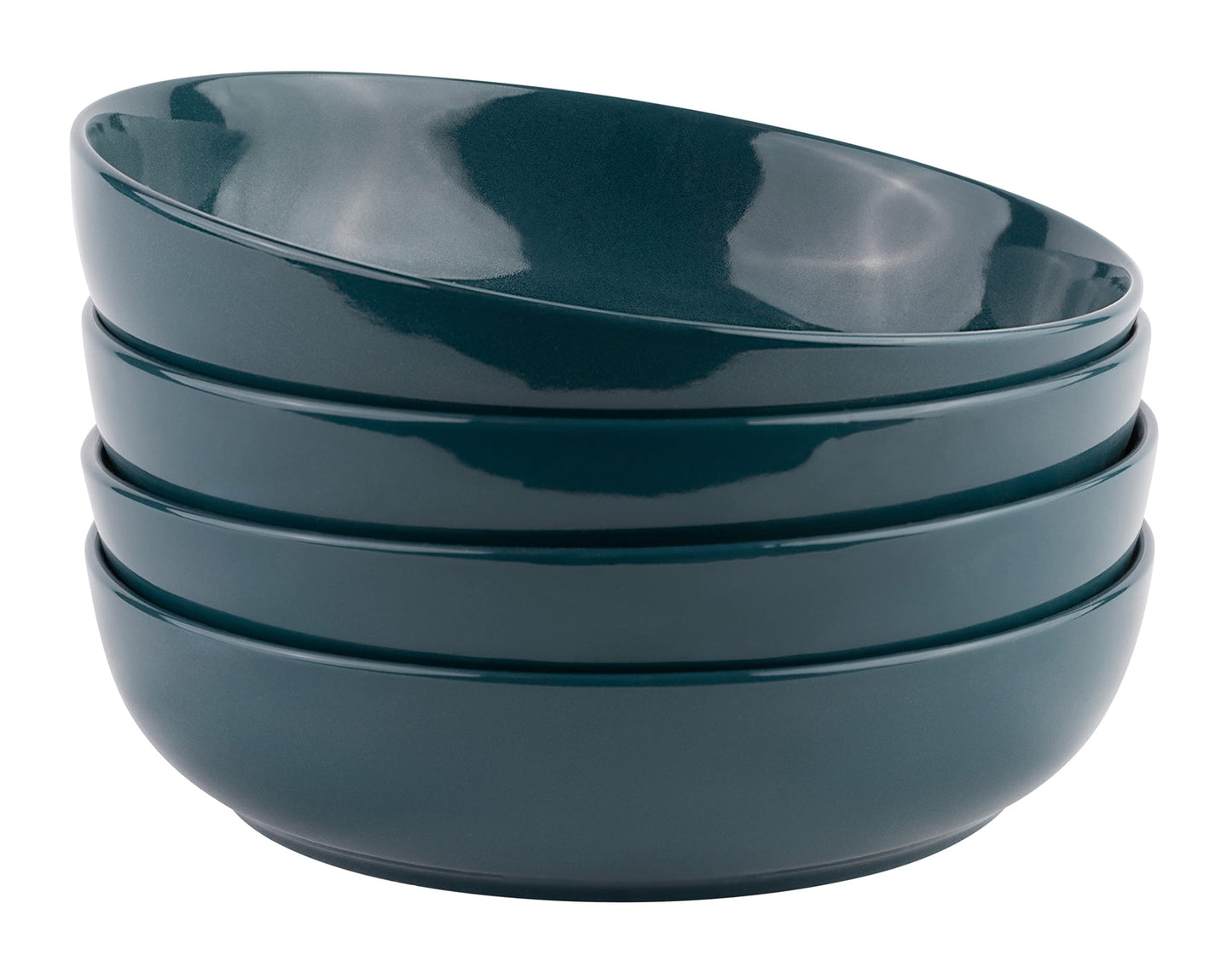 KooK Pasta Bowl, Salad Bowls, Soup, Serving Bowls, Ceramic, Large Capacity, Microwave & Dishwasher Safe, Set of 4, 40 Oz,(Red)