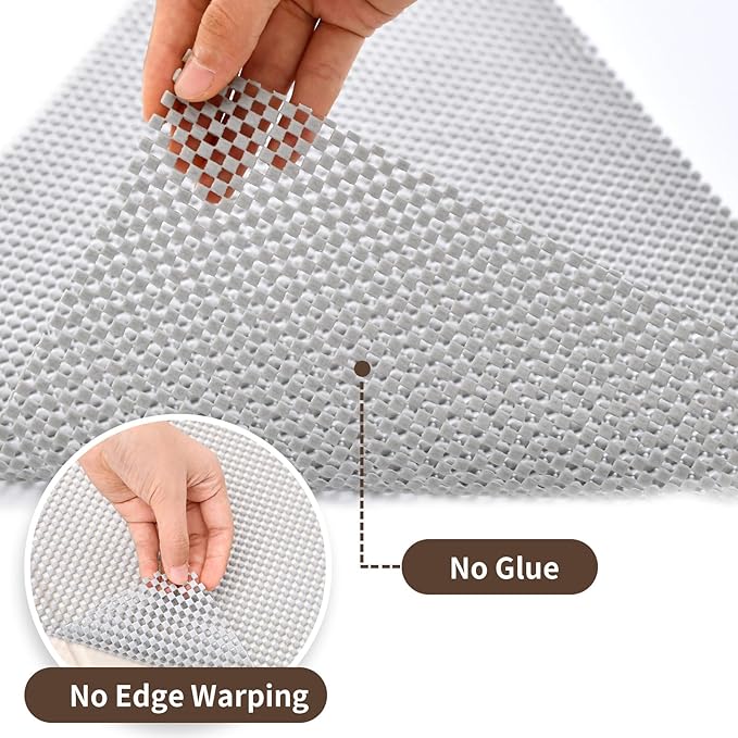 Drawer and Shelf Liner for Kitchen Cabinet: 23.6 in X 20 Ft Non Slip Waterproof Shelf Paper Non Adhesive Refrigerator Liners Light Gray Easy Liners for Bathroom