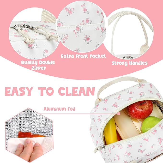 Bluboon Lunch Box for Women Cute Lunch Bag Reusable Insulated Lunch Bags Large Capacity Lunchbox Cooler for Work Picnic or Travel