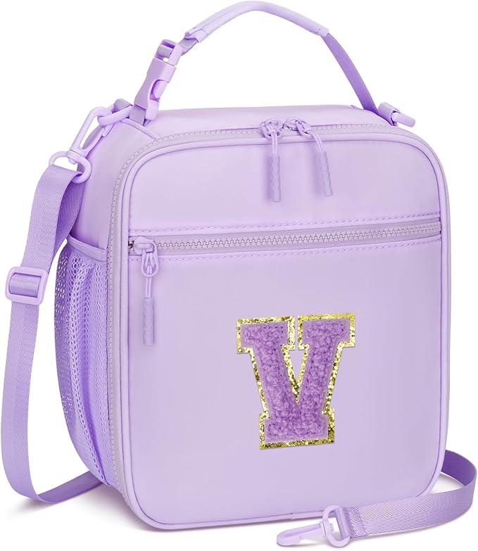 CLOUDWINGS Lunch Box Kids Large Initial Insulated Lunch Bag for Girls
