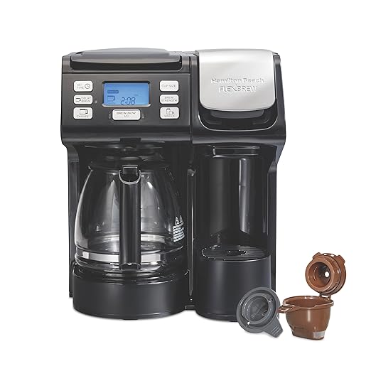 Hamilton Beach FlexBrew Trio 2-Way Coffee Maker, Compatible with K-Cup Pods or Grounds, Combo, Single Serve & Full 12 Cup Coffee Pot, White, Fast Brewing, Removeable Reservoir
