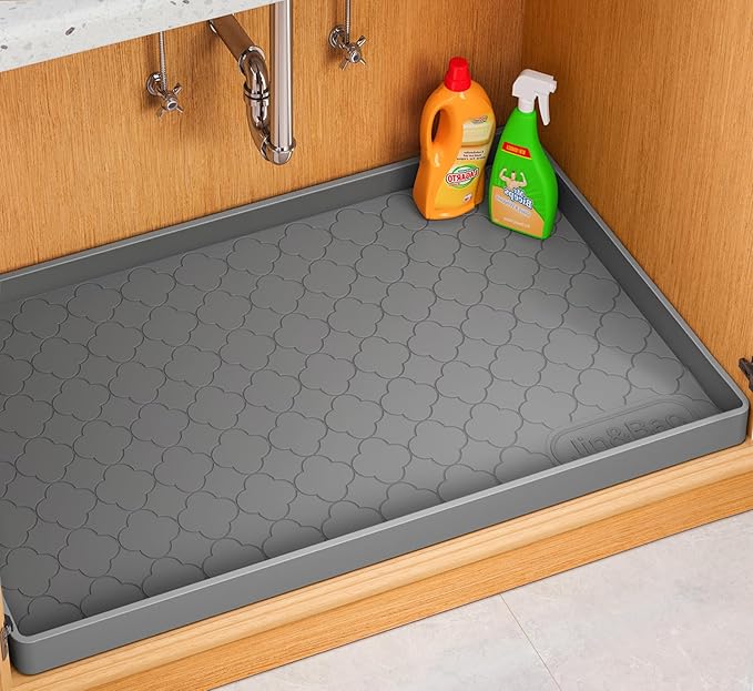 Jin&Bao Waterproof Under Sink Mat 40" x 22", Thick Silicone Mat Cabinet Protector for Kitchen and Bathroom, Shelf Liner, Home Organizer and Storage, Multipurpose Tray for Gadgets and Essentials
