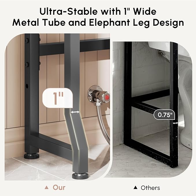 USHOWER Over The Toilet Storage Cabinet, Bathroom Organizers and Storage with Tempered Glass Doors, Thicken Metal Stand & MDF Wood Above Toilet Storage Cabinet, Freestanding Space Saver, Black