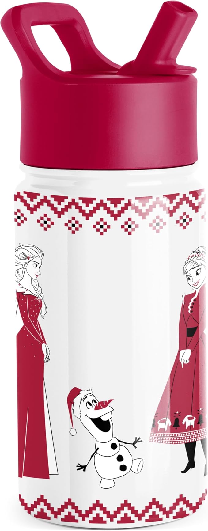 Simple Modern Kids Summit Water Bottle with Straw Lid | Disney Frozen 14oz Stainless Steel Cup Insulated Tumbler for Toddlers, School | Frozen Red Dress Winter