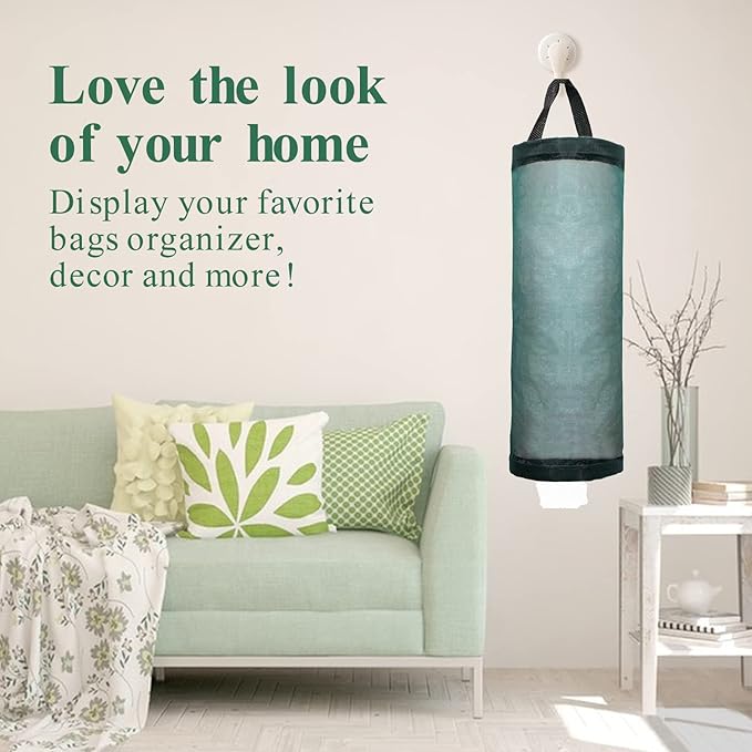 TOGETRUE Plastic Bag Holder, Mesh Grocery Bag Holder Hanging Storage Bag Dispenser (Dark Green 2 Packs)