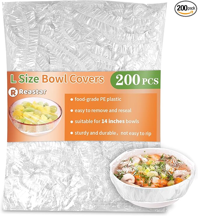 Plastic Shower Caps for Sourdough Bread, 200 Pcs Bowl Covers for Bread Proofing, Food Covers Stretch Reusable Elastic, Keep Food Fresh and Dust Away (Clear, L-14 inches)