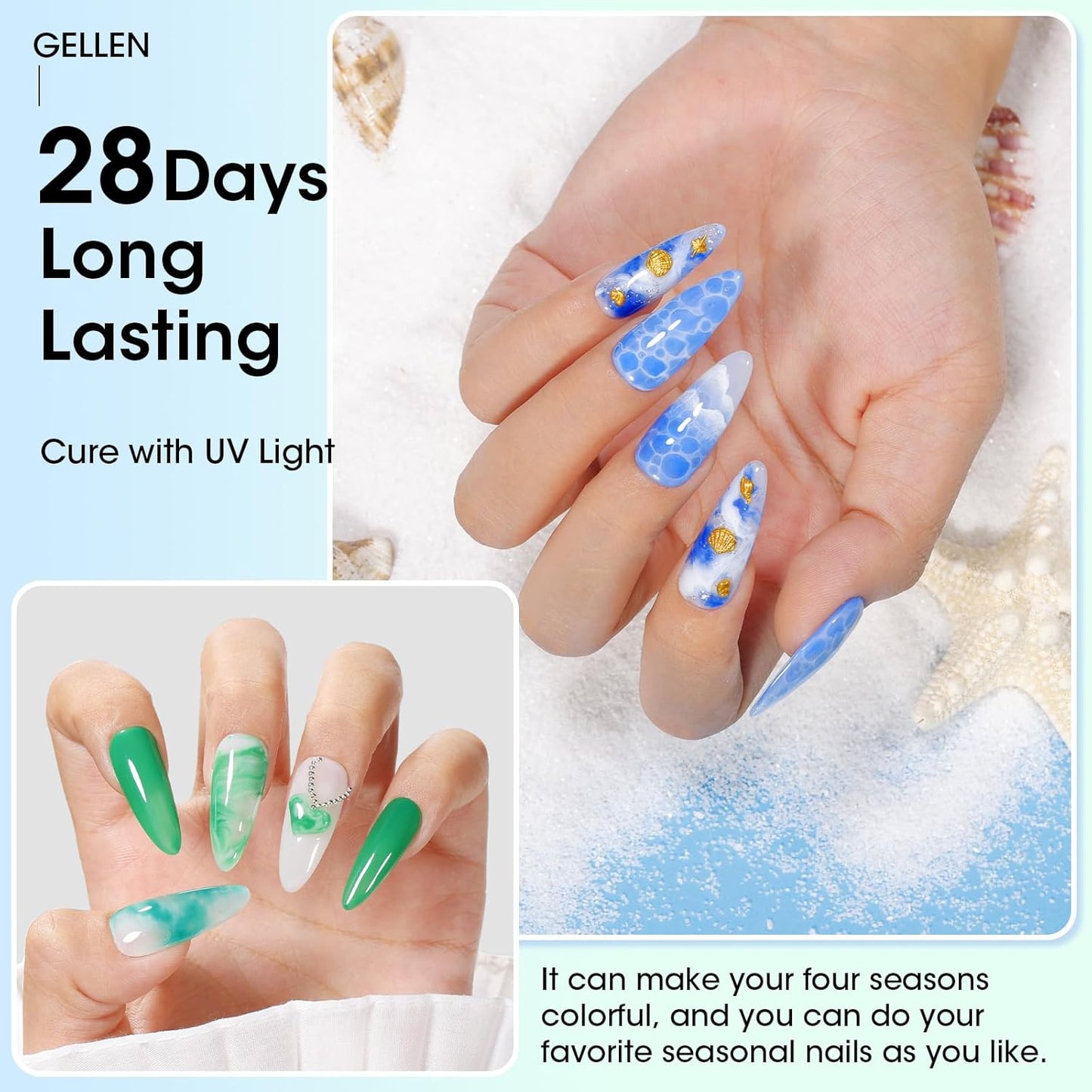 GELLEN Blooming Gel Nail Polish, 2 Pack 18ML Clear Nail Blooming Gel Spreads Marble Floral Watercolor Nail Art Effect For Nails, Long Lasting No Wipe Soak Off UV Gel Polish for DIY Manicure Design