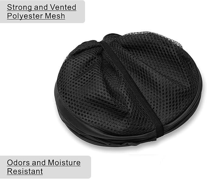 BATTOO Deluxe Collapsible Laundry Baskets Mesh Pop Up Hampers for Laundry with Side Pocket Reinforced Handles for Laundry Room, Bathroom, Kids Room, College Dorm or Travel Black
