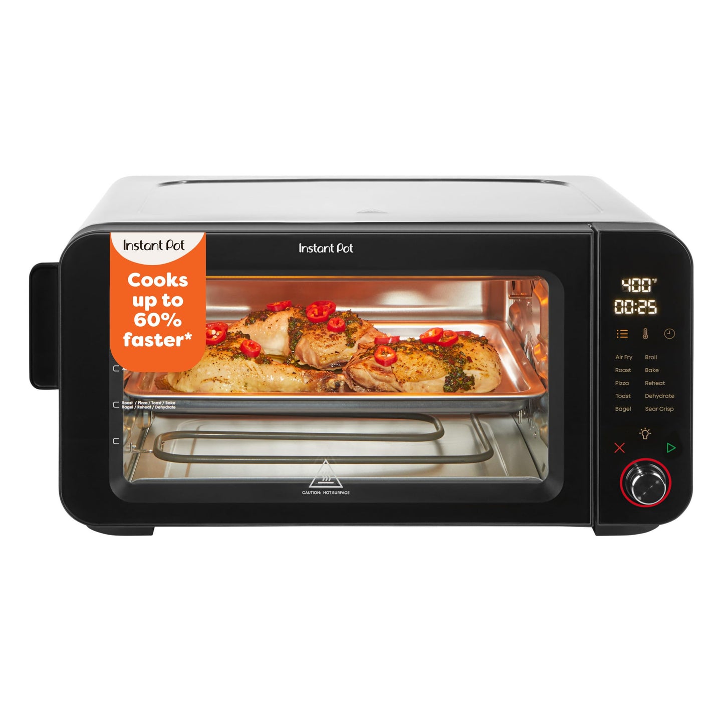Instant Pot No Preheat Required* 4-Slice Air Fryer Toaster Oven with InstantHeat Technology, 7-in-1, Air Fry, Bake, Toast, Roast, Broil, Warm, and Make Pizza