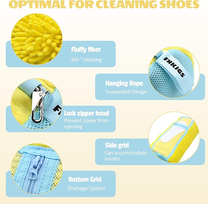 Shoe Washing Machine Bag,2 Pcs Shoe Washing Bag for Dryer & Washer, Reusable Laundry Shoe Bag for All Shoes Sizes, Independent Insole Compartment With Side Mesh (Yellow)