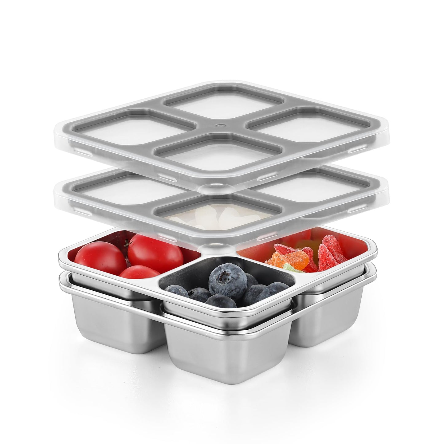 BEFOY 4 Pack Stainless Steel Snack Containers with Lids
