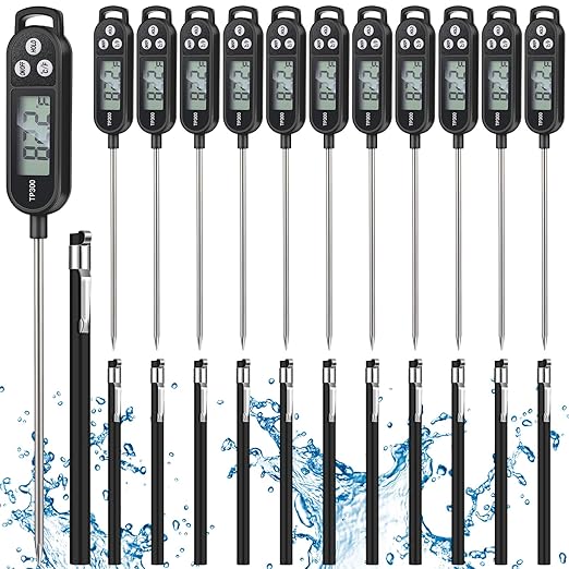 Copkim 6 Pcs Food Thermometer Instant Read Probe BBQ,Black,White,Red