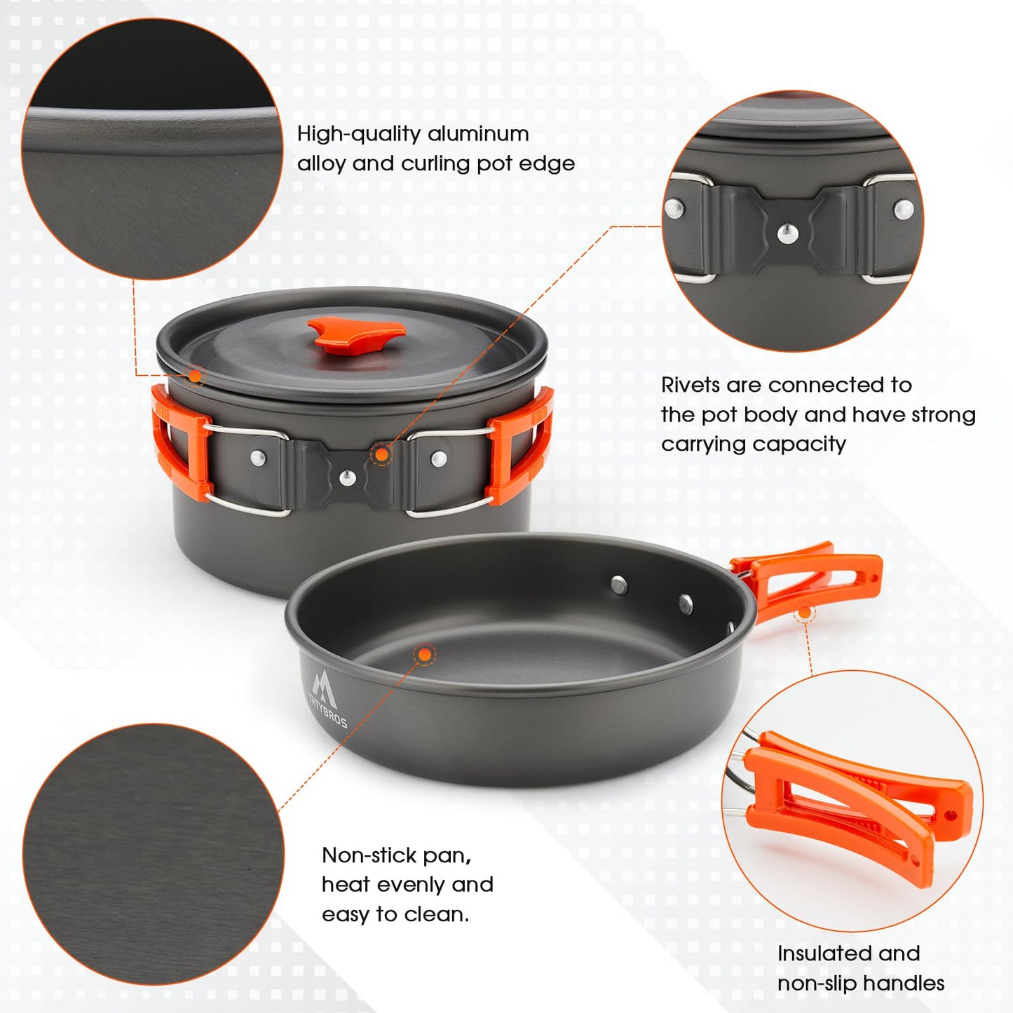 THTYBROS 17pcs Camping Cookware Mess Kit,for Camping,Backpacking,Picnic