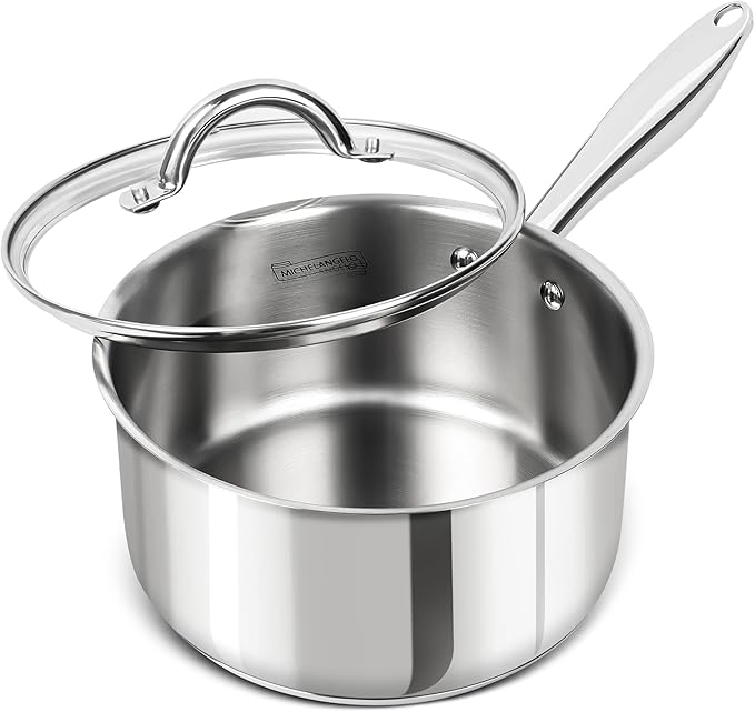 MICHELANGELO 6-Piece Stainless Steel Pot Set, 1QT, 2QT & 3QT