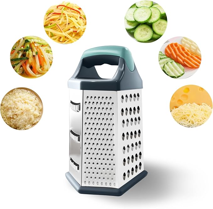 Kofebe Box Grater for Kitchen 6 Sided