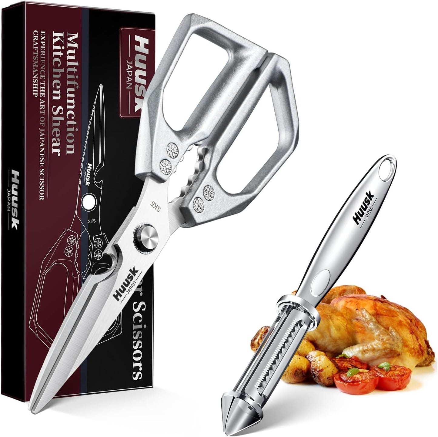 Huusk Kitchen Scissors and Vegetable Peelers Set, Gifts for Women