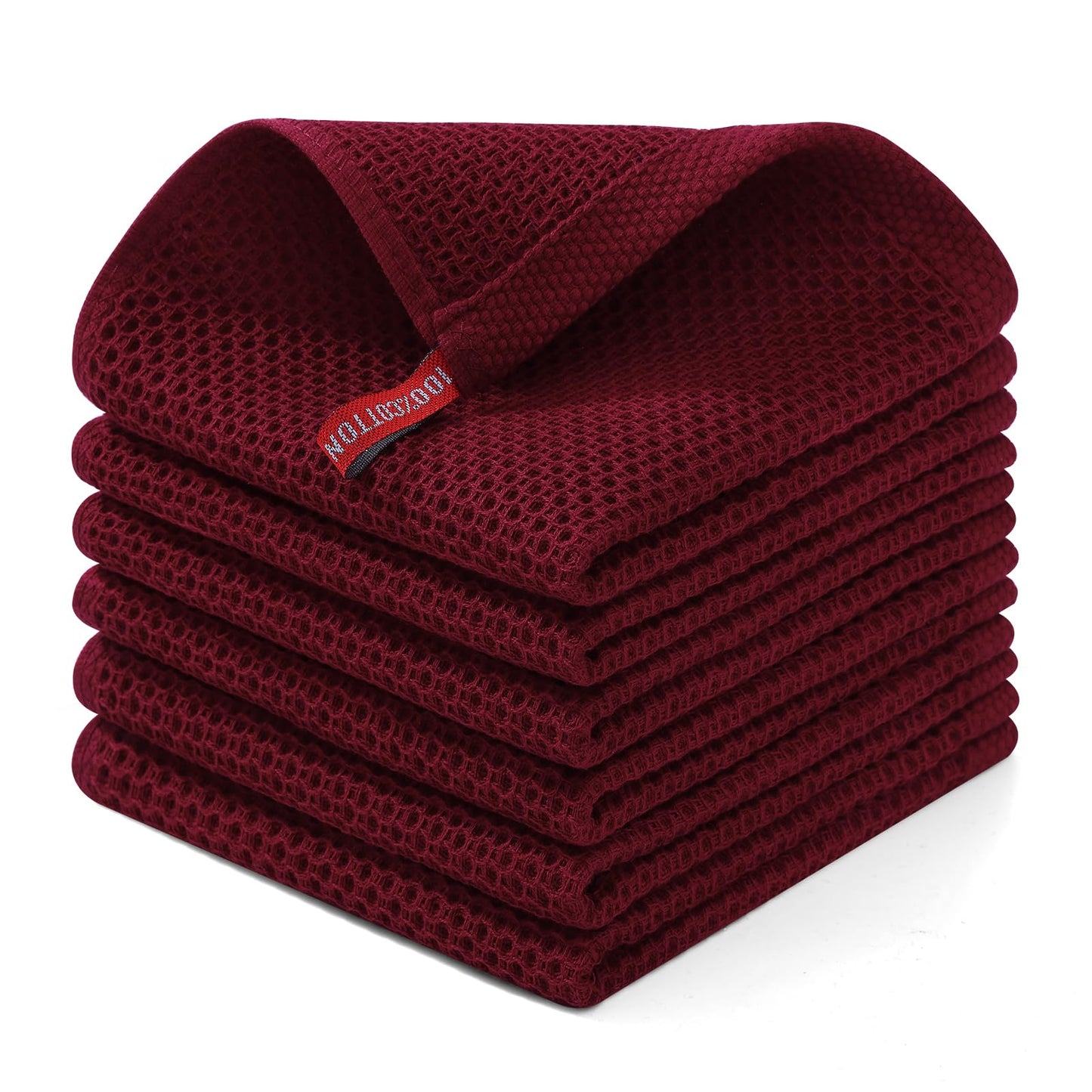 Homaxy 100% Cotton Waffle Weave Kitchen Dish Cloths, Ultra Soft Absorbent Quick Drying Dish Towels, 12 x 12 Inches — 13 x 28 - 12 Pack — 12 x 12 - 6 Pack