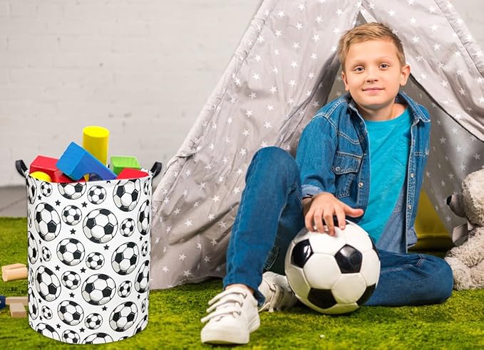 HIYAGON Kids Laundry hamper Baby Hamper for Nursery Boy and Girl Hamper Cute Kids Toys Storage Bin Organizer Soccer Room Decor for Home(Soccer)
