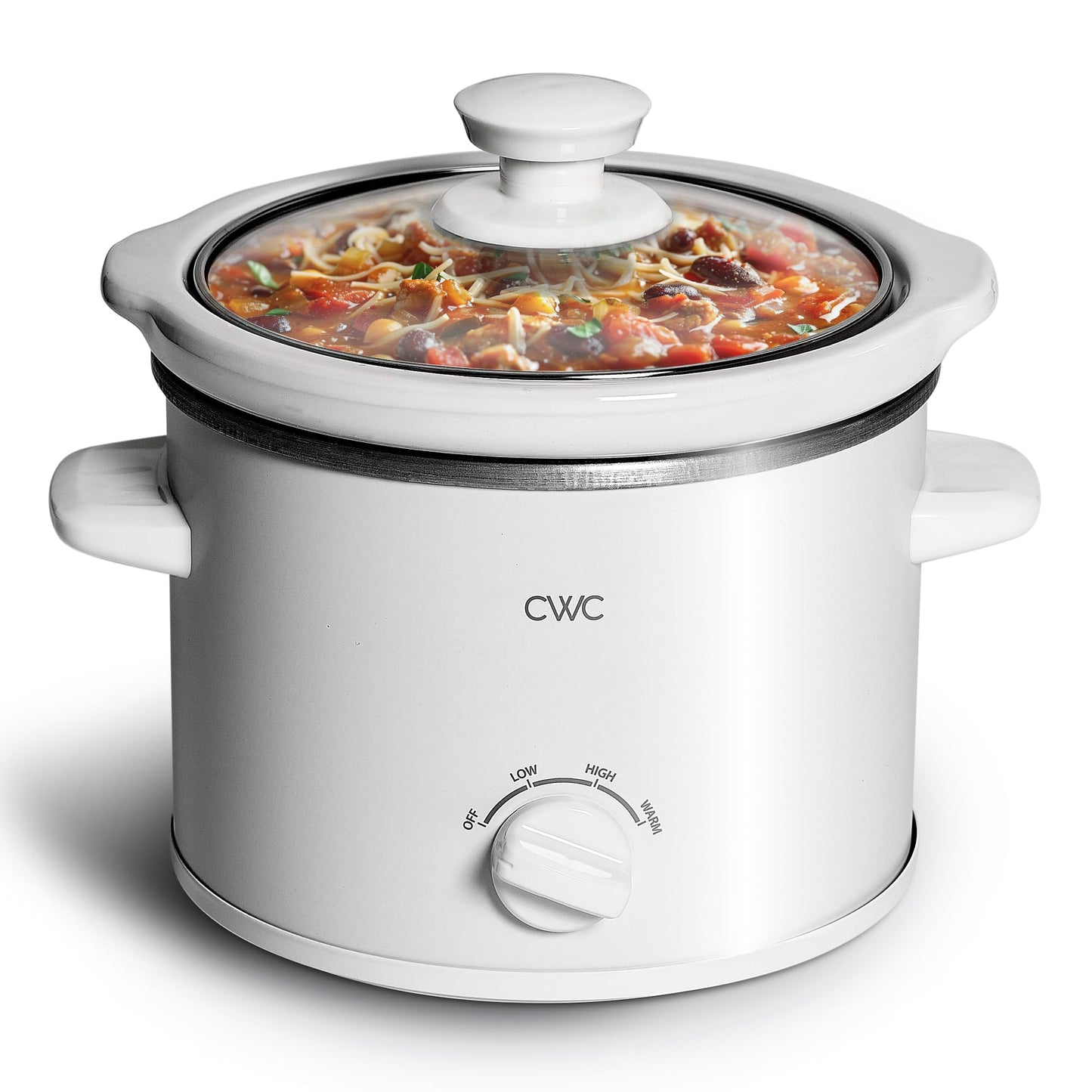 COOK WITH COLOR 2QT Mini Electric Round Slow Cooker - Adjustable Settings, Removable Stoneware Pot, Tempered Glass Lid, Dishwasher Safe, Cool-Touch Side Handles, Greige