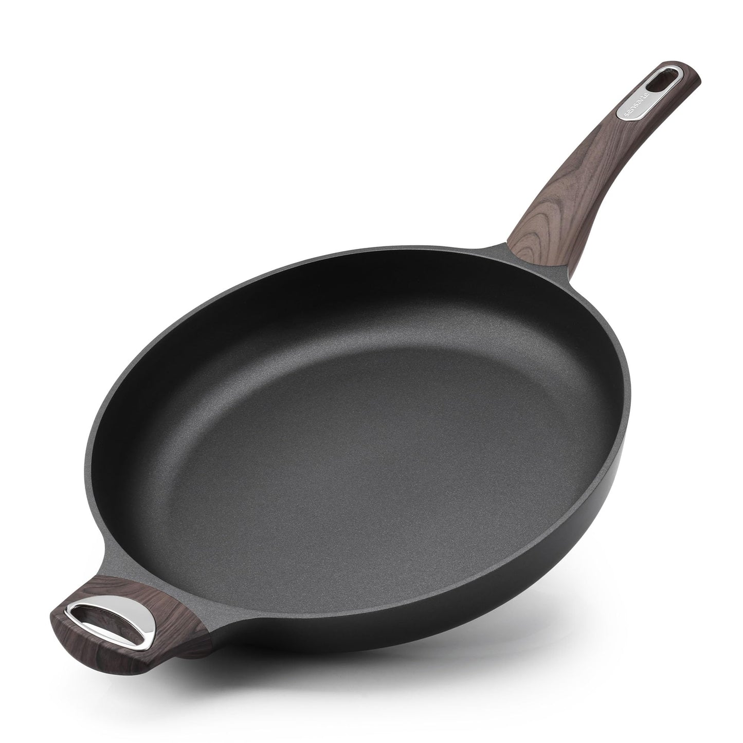 SENSARTE 9.5inch Ceramic Nonstick Frying Pan Paella Pan with Lid, Taupe