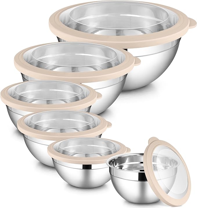 LIANYU Stainless Steel Mixing Bowls Set, Large 7, 3.5, 2.5, 2, 1.5, 1QT