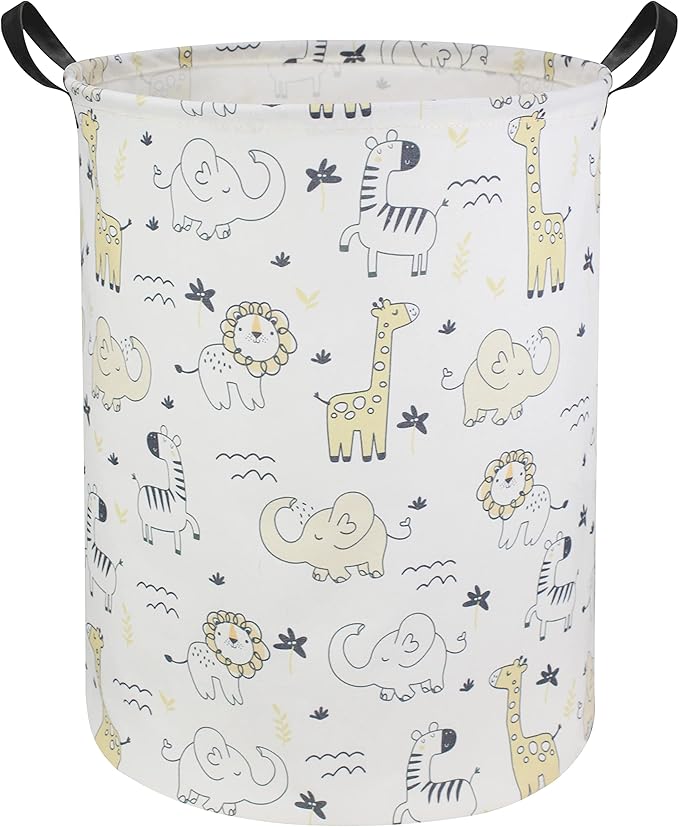HIYAGON Baby Laundry Hamper Basket Baby Hamper for Nursery Boy and Girl Cute Kids Toys Storage Bin Organizer Animal Room Decor(Animals)