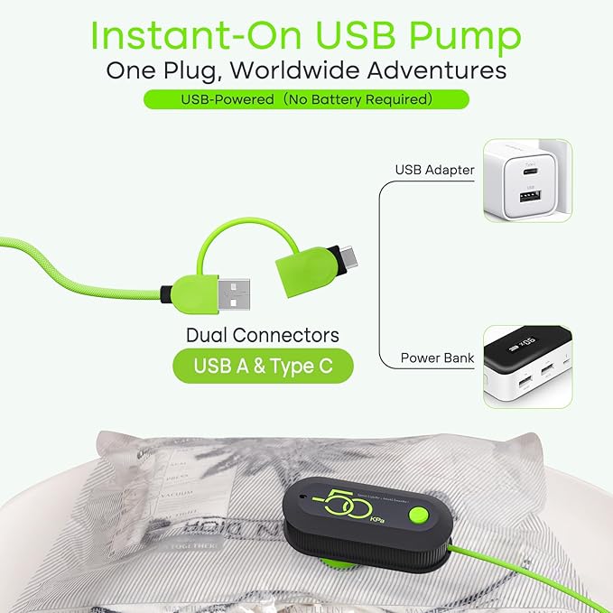 Vacuum Bags for Travel with USB Electric Pump, 6 Pack Carry-on Size Compression Packing for Luggage and Suitcase, Space Saver Bags for Clothes and Clothing Travel