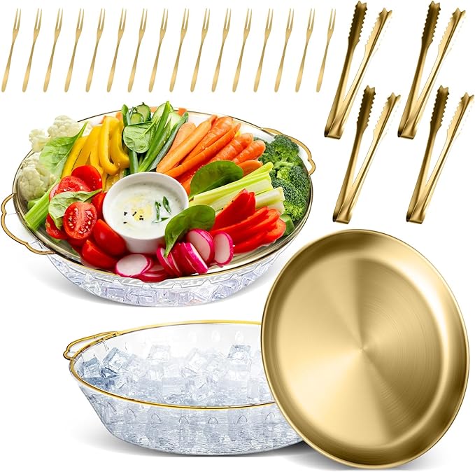 Baderke 4 Sets 11.8 Inch Chilled Serving Tray for Parties, Original