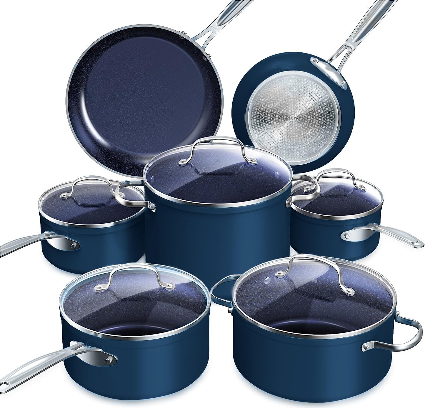 Nuwave Healthy Duralon Blue Ceramic Nonstick Cookware Set, PFAS Free
